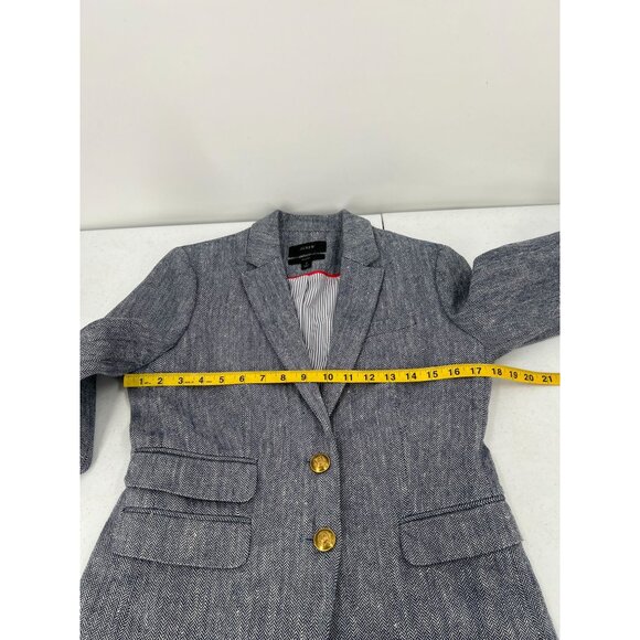 J.Crew 2 Dalton Herringbone Blazer Linen Blend Gold Buttons Gray Preppy Academia - Picture 7 of 11